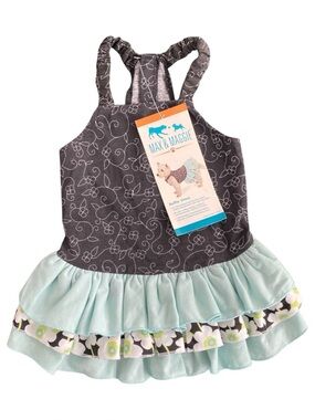 Max & Maggie Floral Ruffle Dog Dress Black/Blue Size S